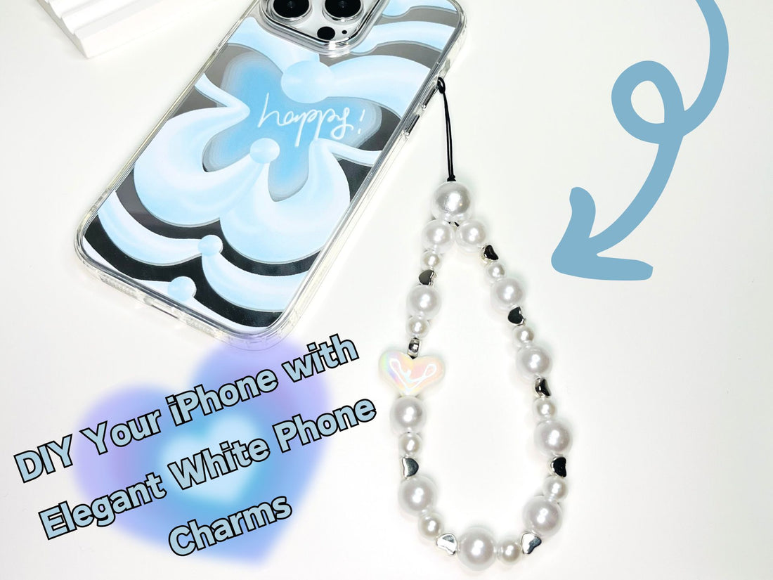 DIY Your iPhone with Elegant White Phone Charms White Pearl Puff and Pure Heart Coquette by Case not Cake