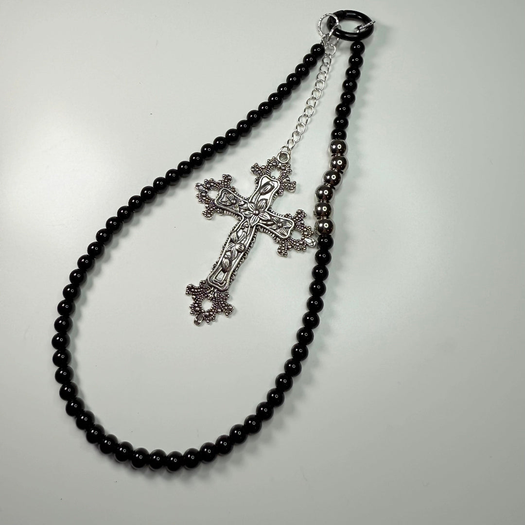 black cross gothic phone charm