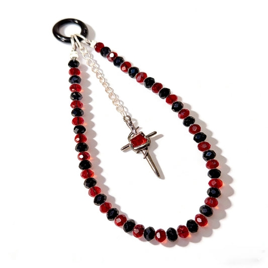 Black and red gothic vampire phone charm keychain
