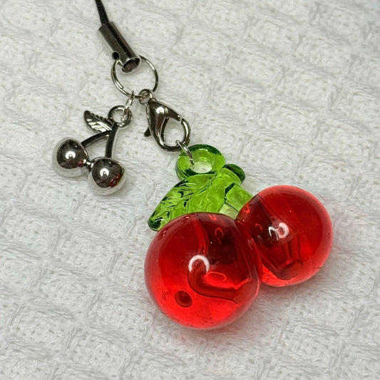 Red Cherry Mini Phone Charm Keychain