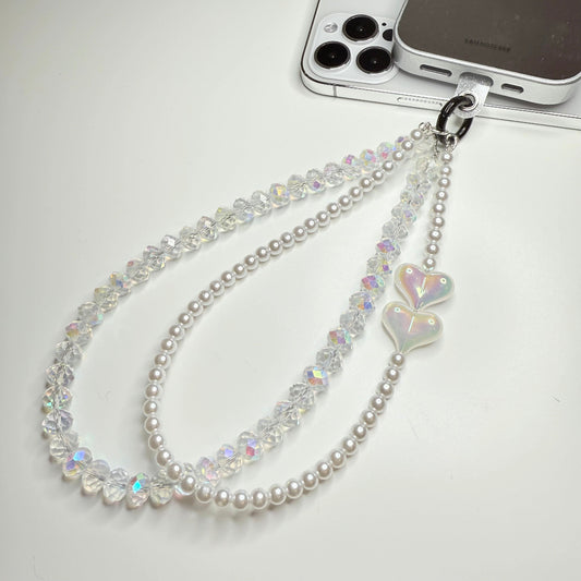 crystal heart phone charm