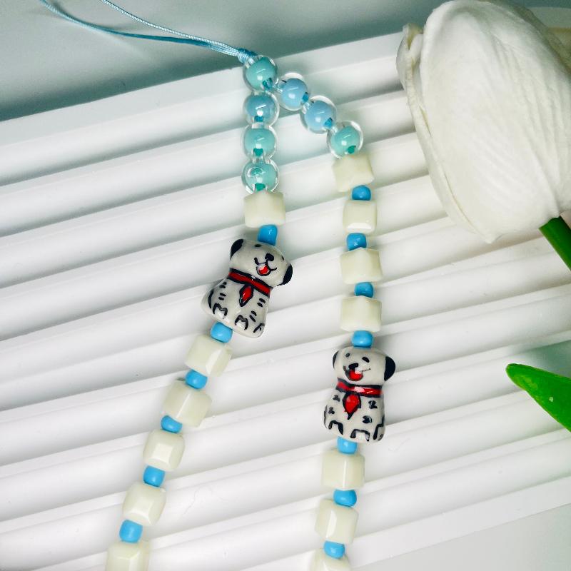 cute dog phone charm blue