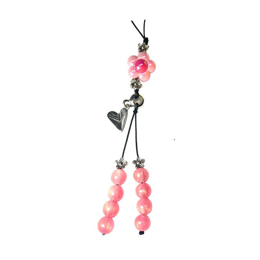 cute pink flower phone charm