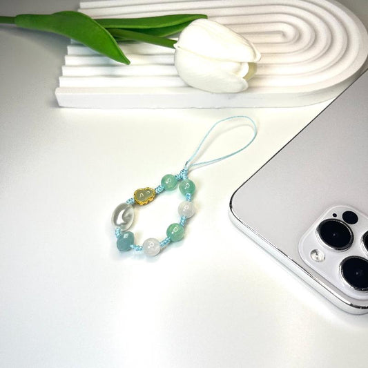 jade pearl lucky phone charm