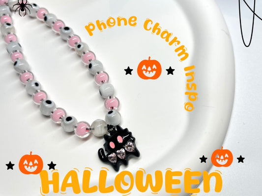 Spooky Style with a Cute Twist The Pinky Black Boo Phone Case Charm