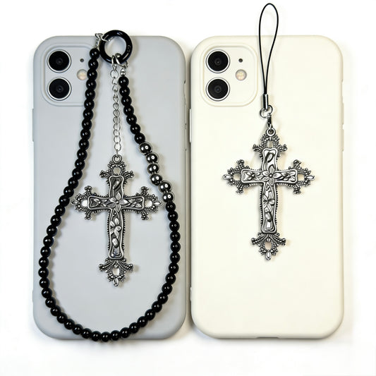 Black Cross Phone Charm
