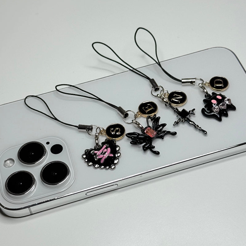 Black Pink Phone Charm Keychian Set