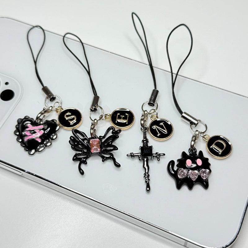 Black Pink Phone Charm Keychian Set