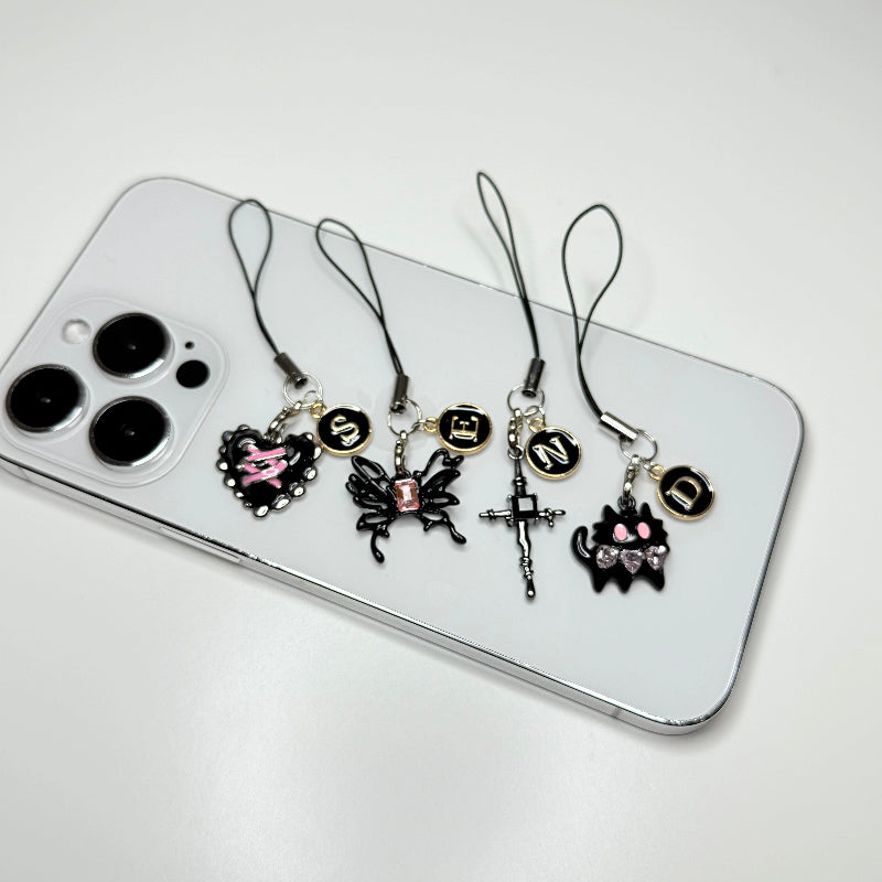 Black Pink Phone Charm Keychian Set