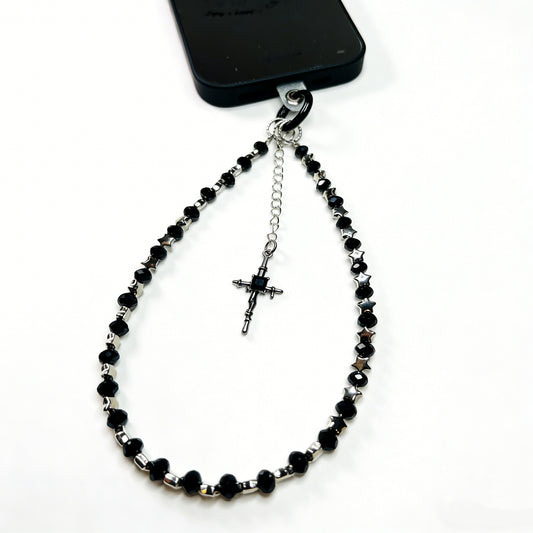 Black Cross Phone Chain