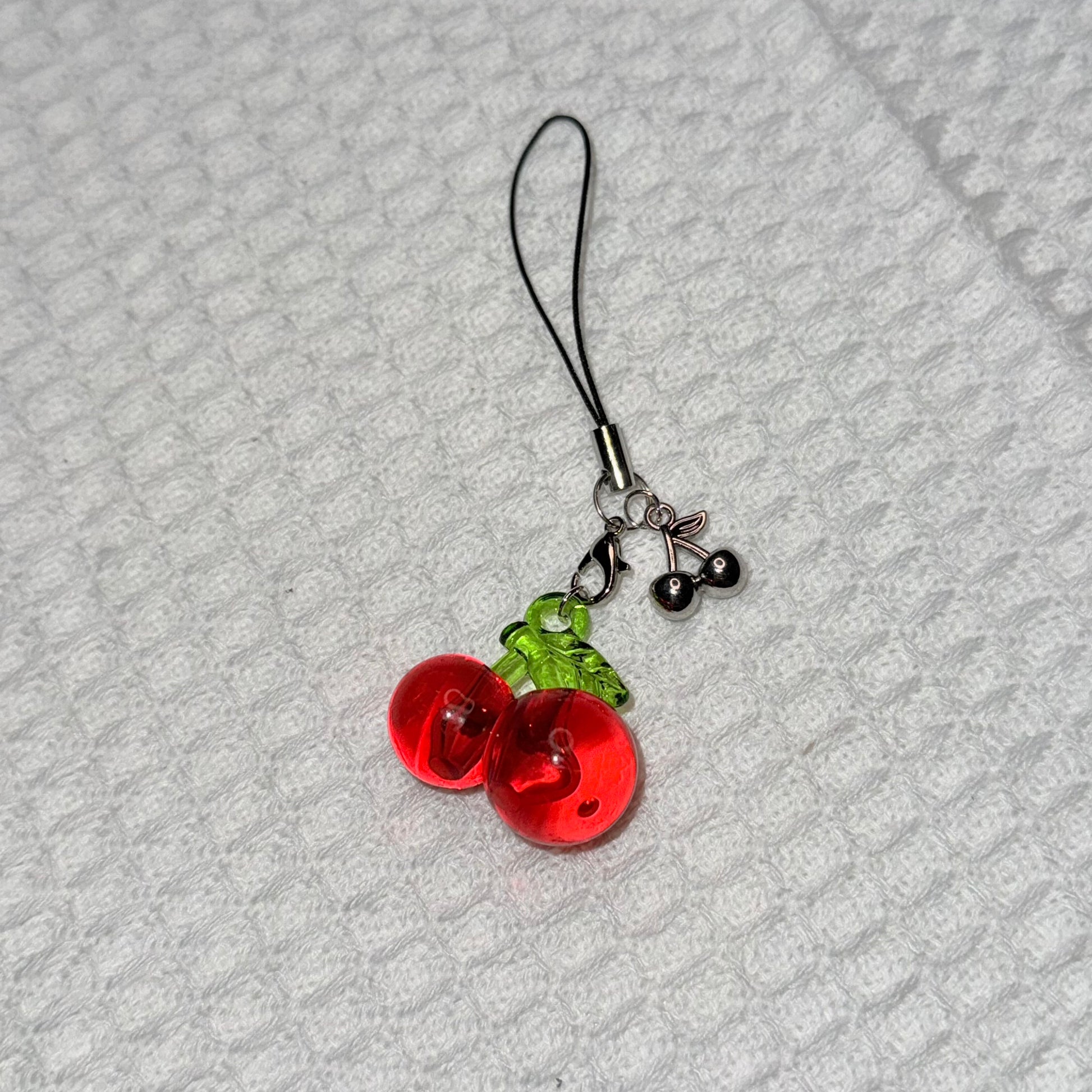 Red Cherry Mini Phone Charm Keychain