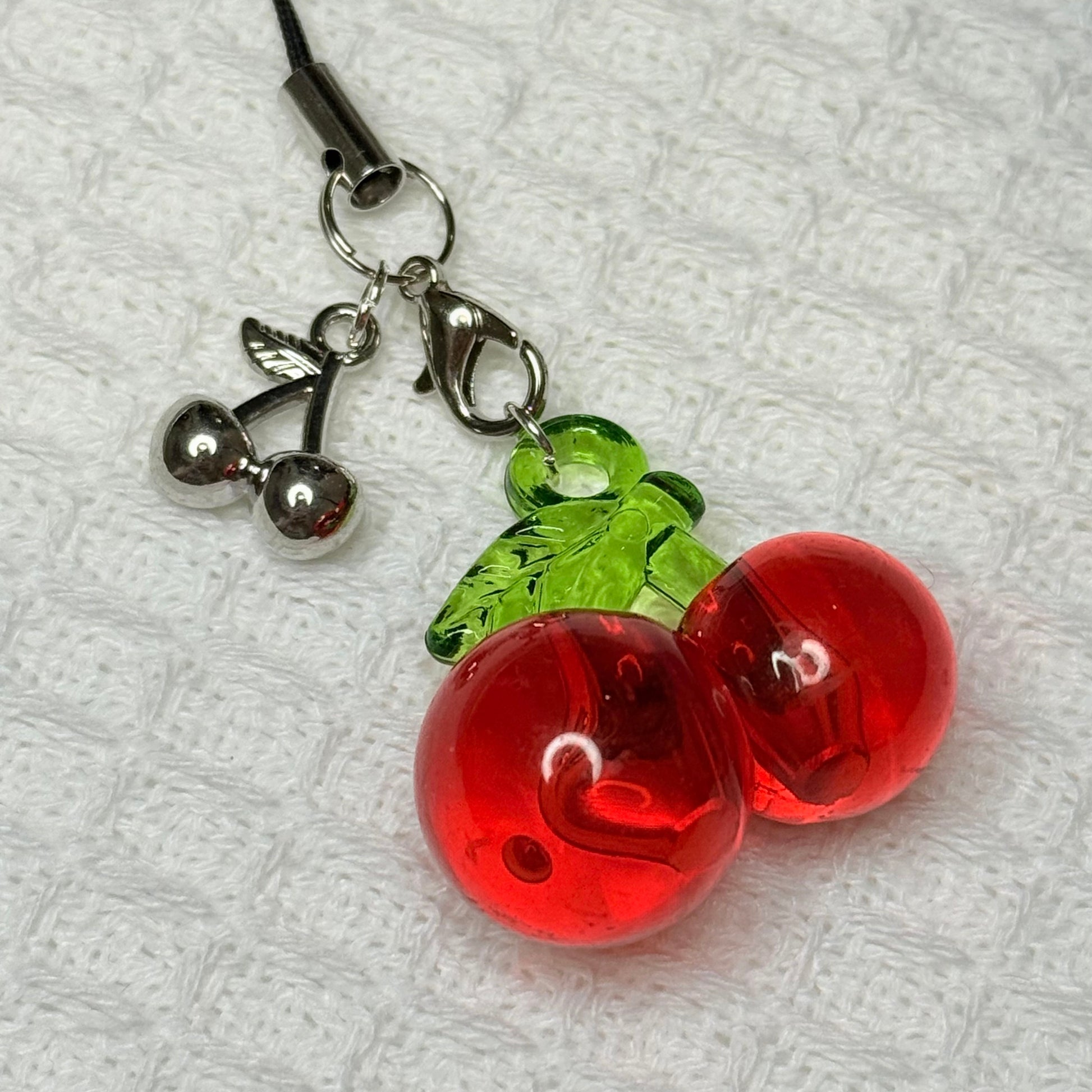 Red Cherry Mini Phone Charm Keychain