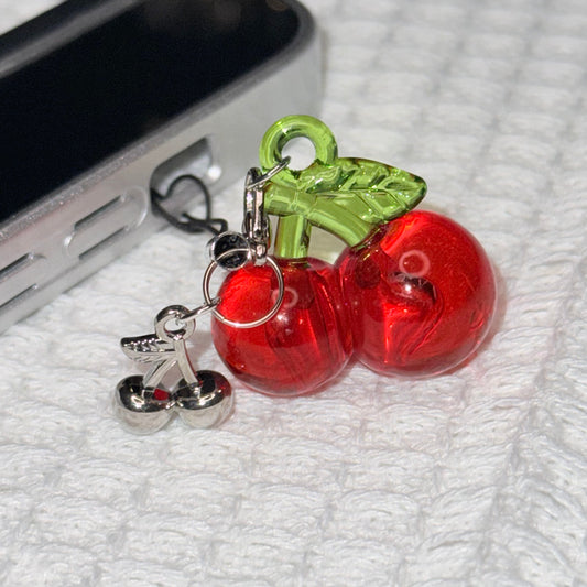 Red Cherry Mini Phone Charm Keychain