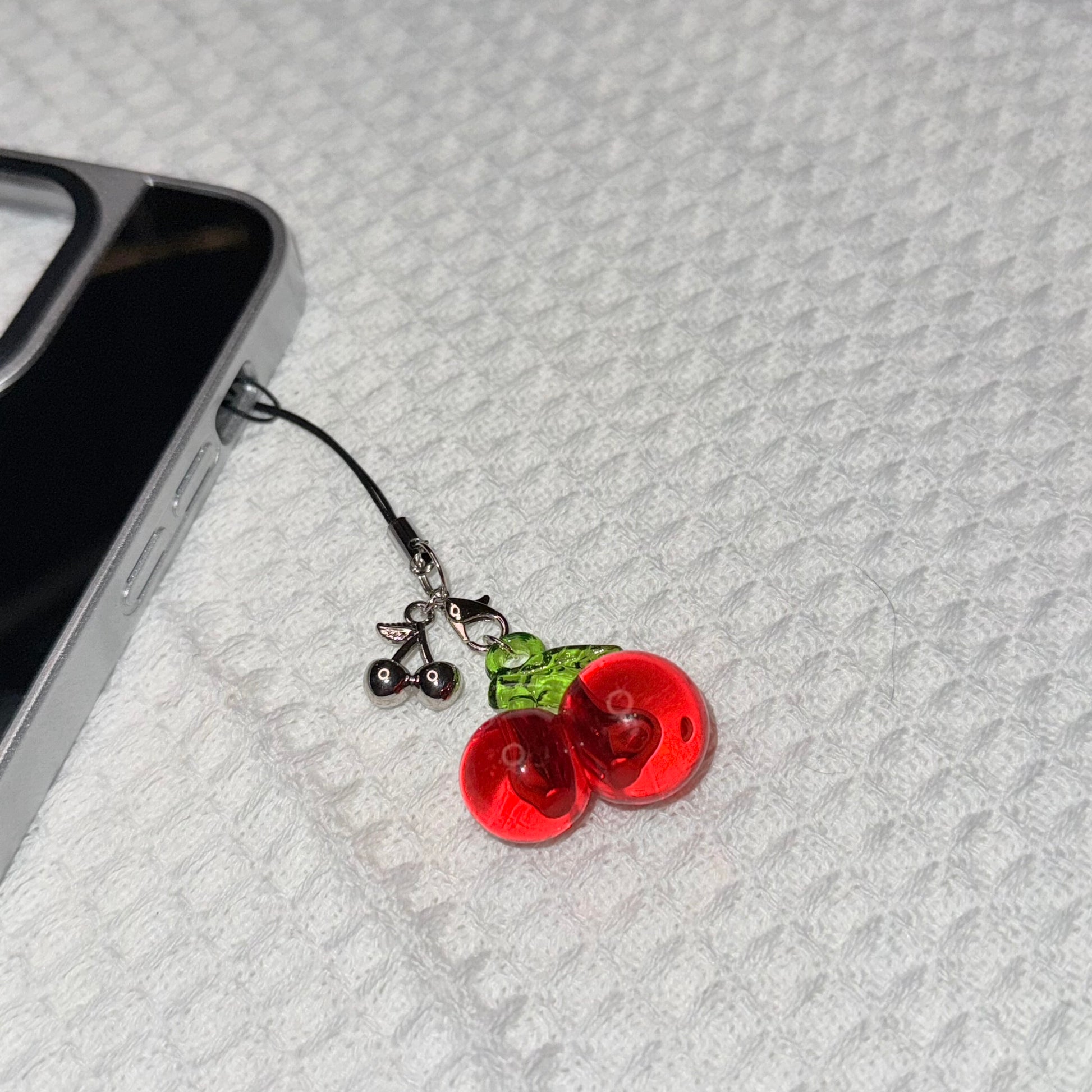 Red Cherry Mini Phone Charm Keychain