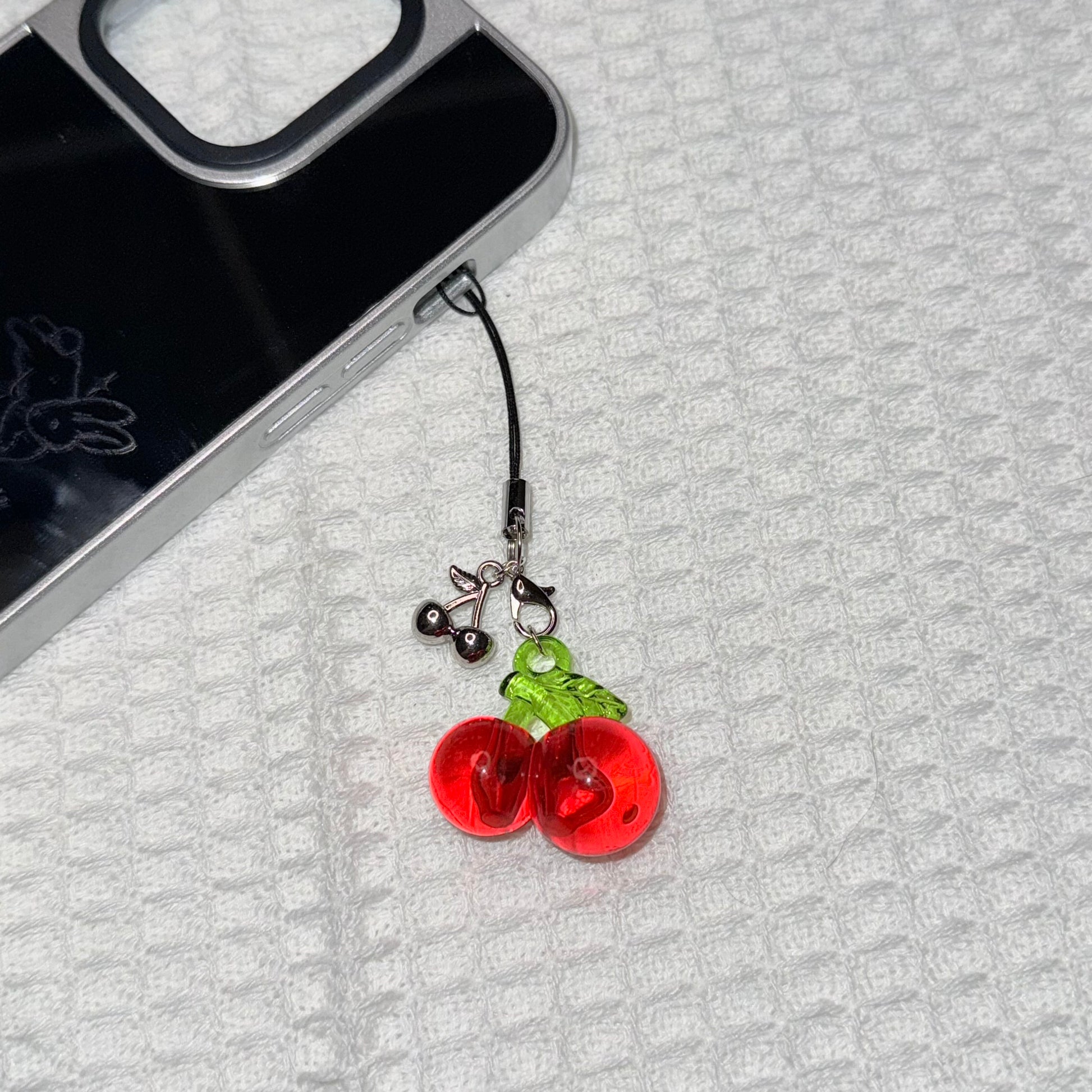 Red Cherry Mini Phone Charm Keychain