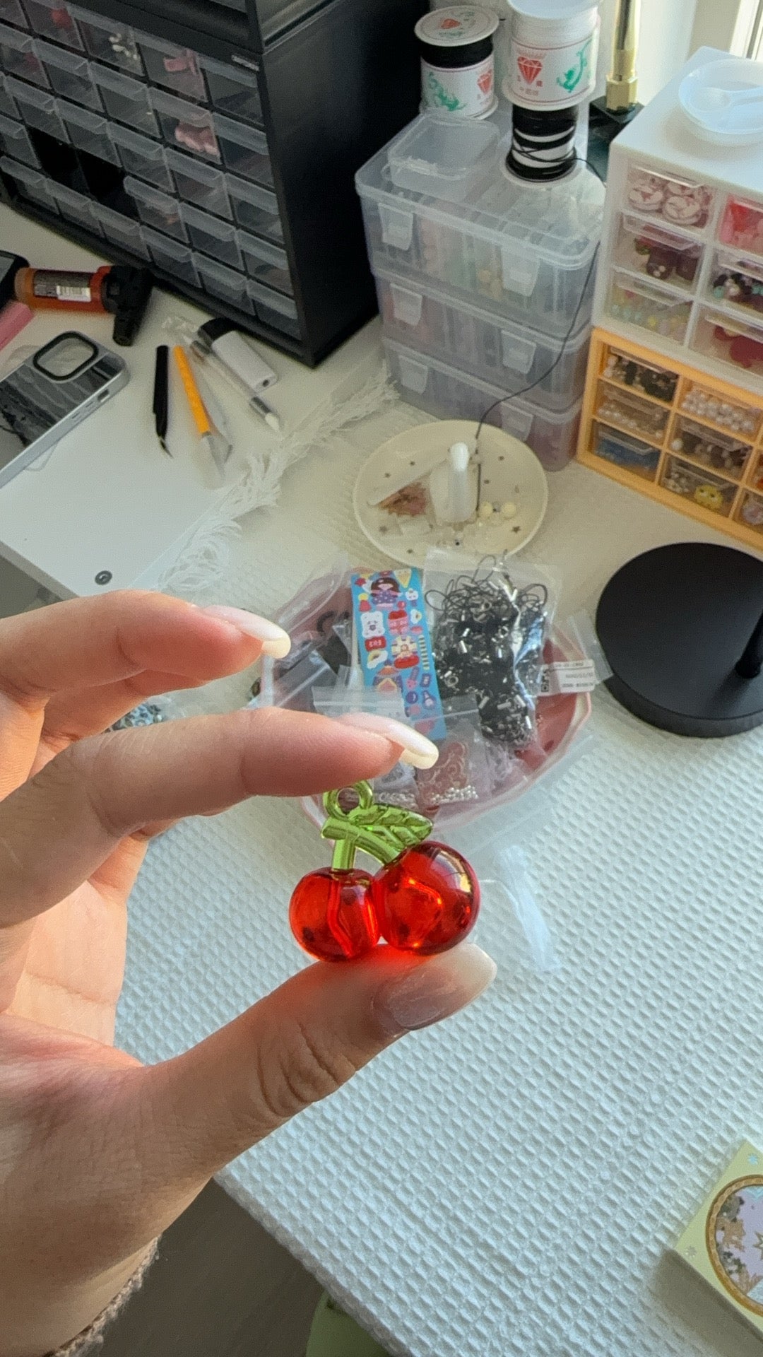 Red Cherry Mini Phone Charm Keychain