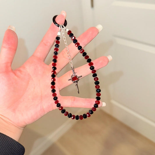 Black and red gothic vampire phone charm keychain