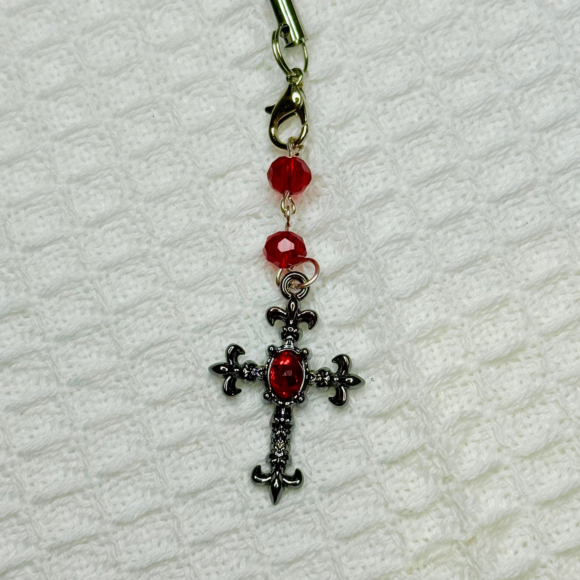 Gothic Vampire Red Crystal Phone Charm