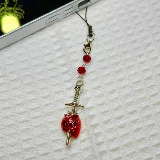 Gothic Vampire Red Crystal Phone Charm