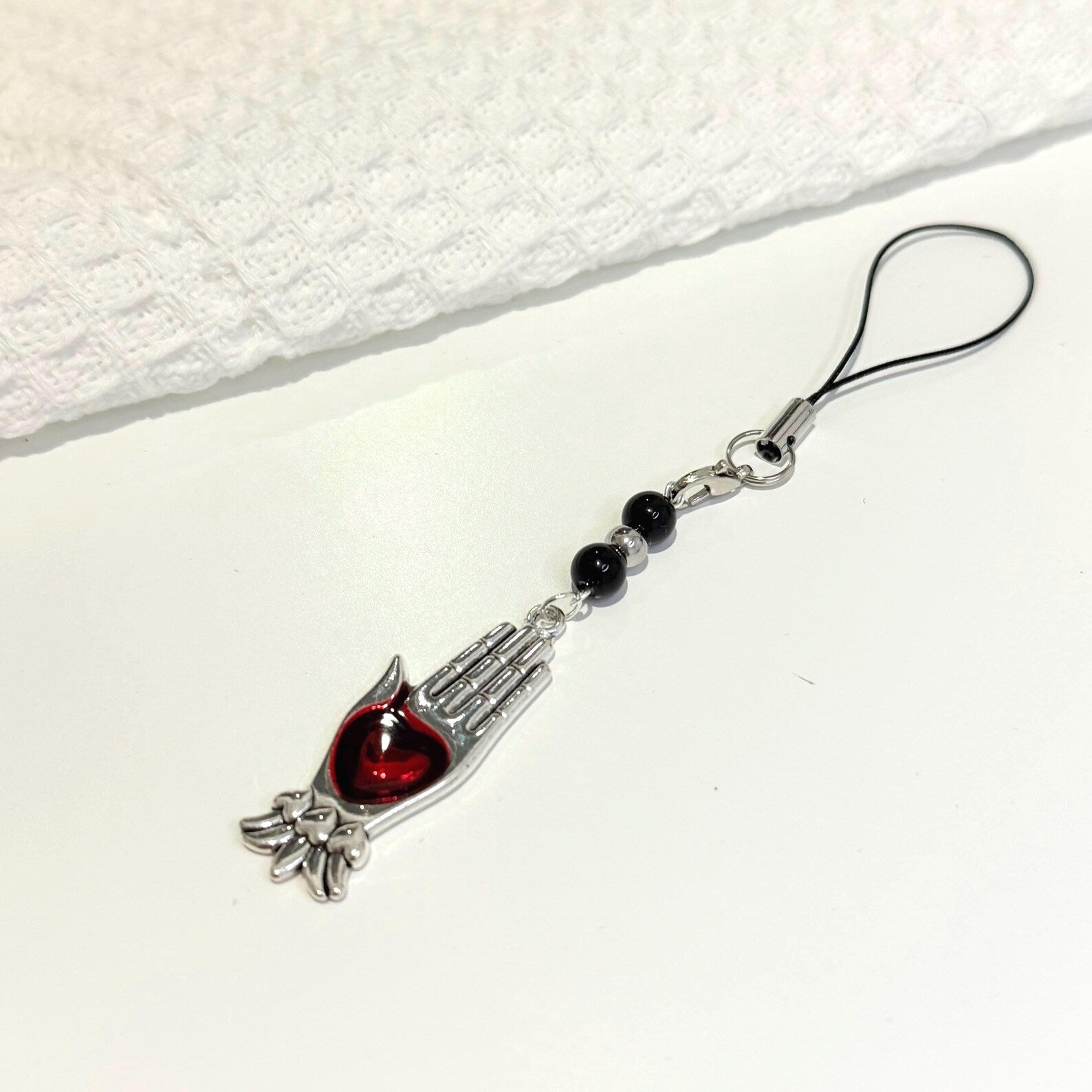 Gothic Vampire Red Heart Phone Charm