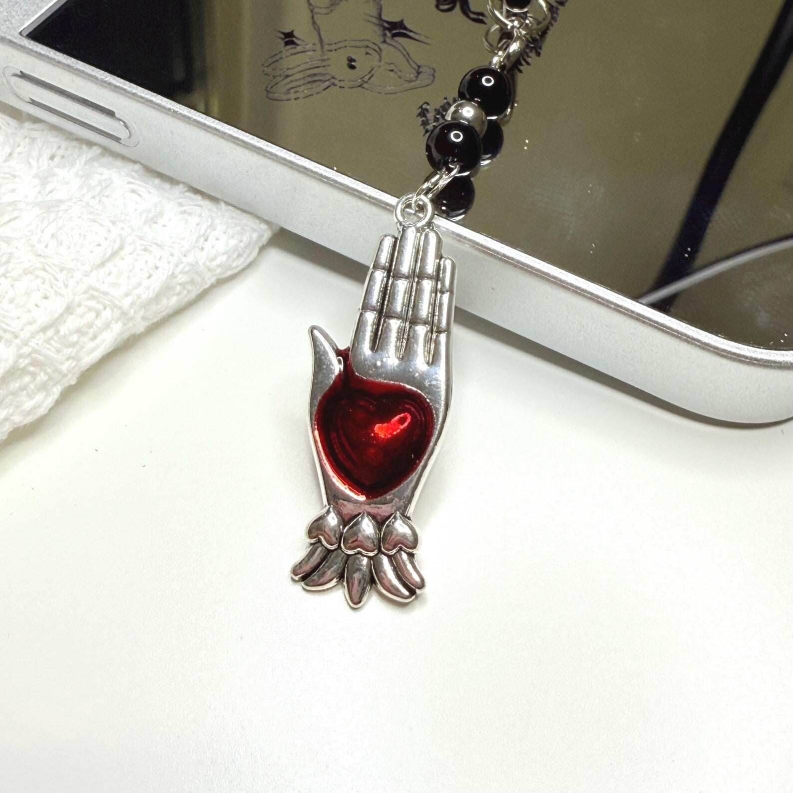 Gothic Vampire Red Heart Phone Charm