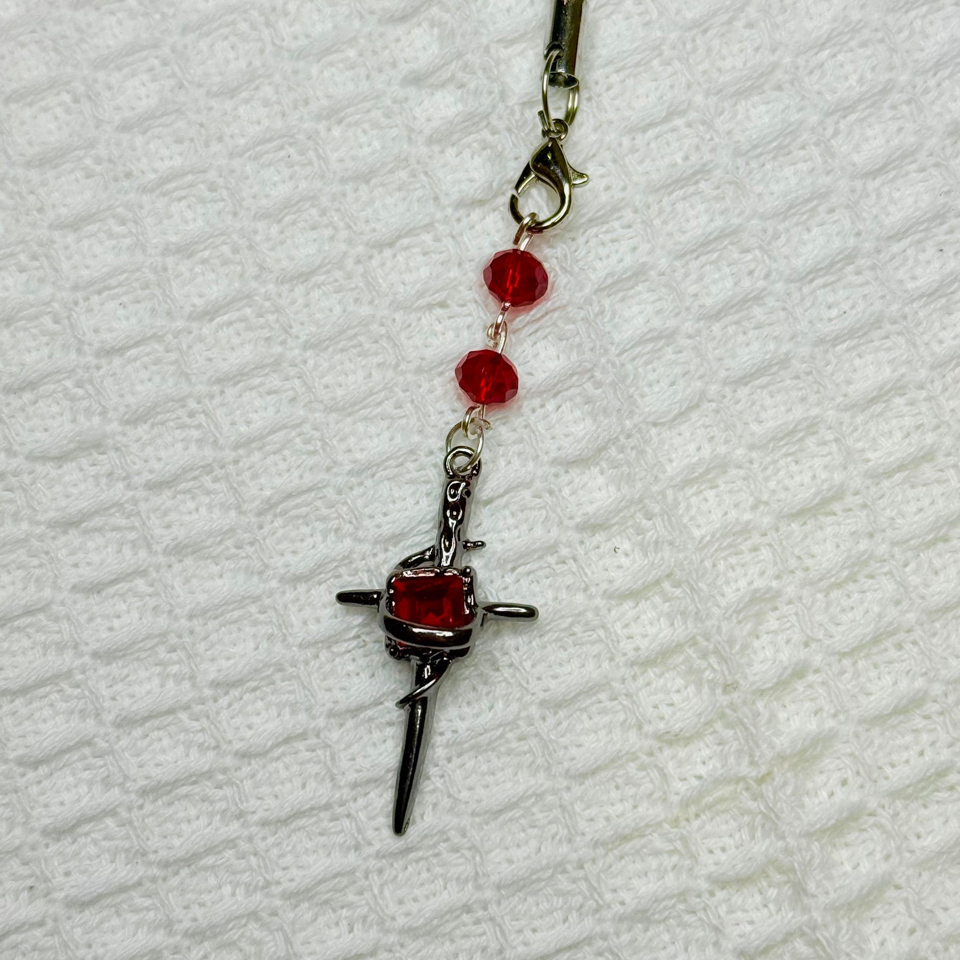 Gothic Vampire Red Crystal Phone Charm