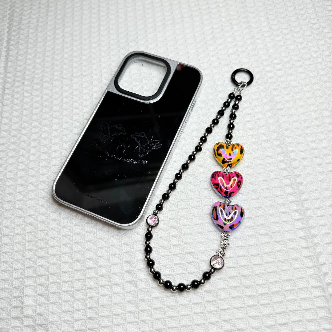 Leopard Heart Phone Charm Keychain