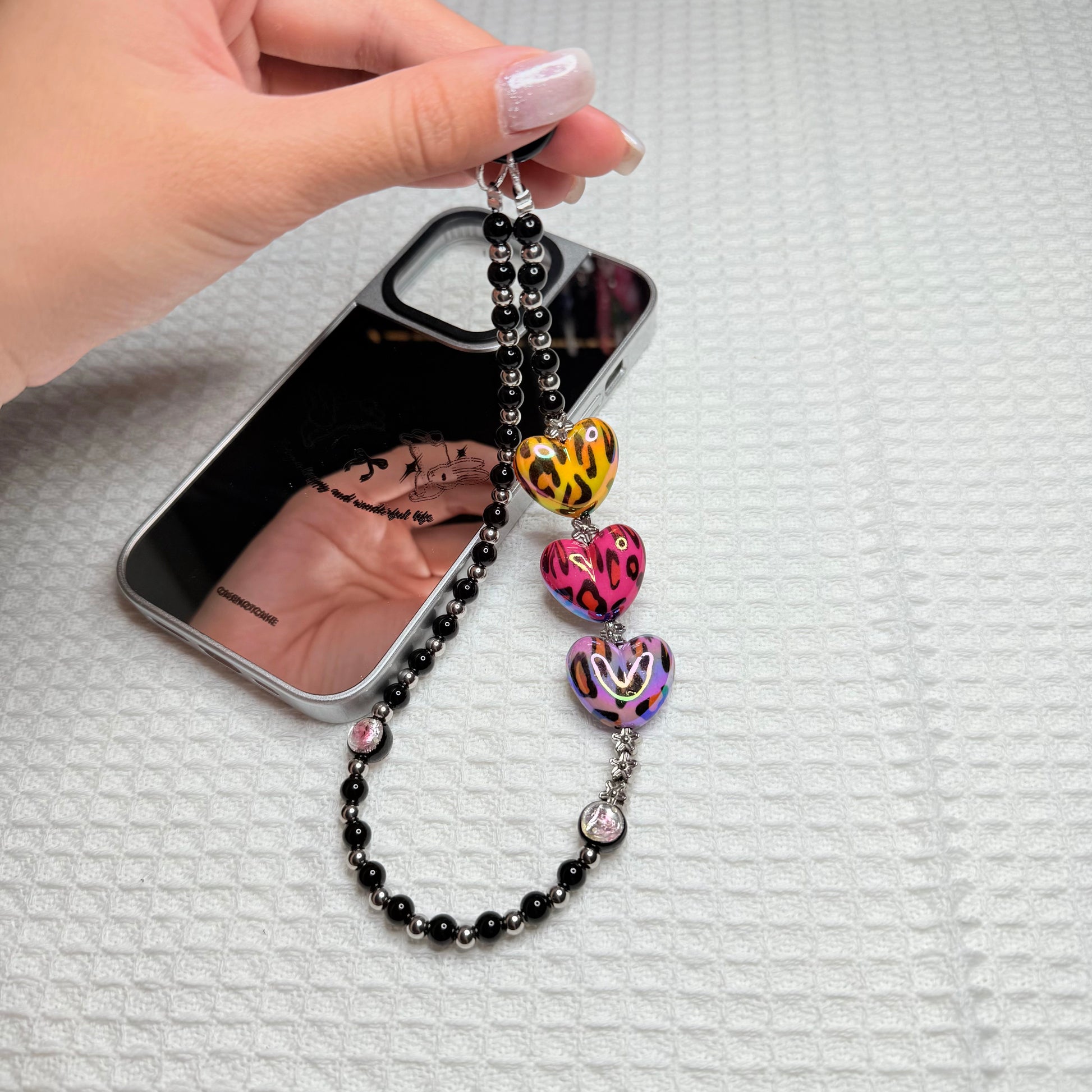 Leopard Heart Phone Charm Keychain