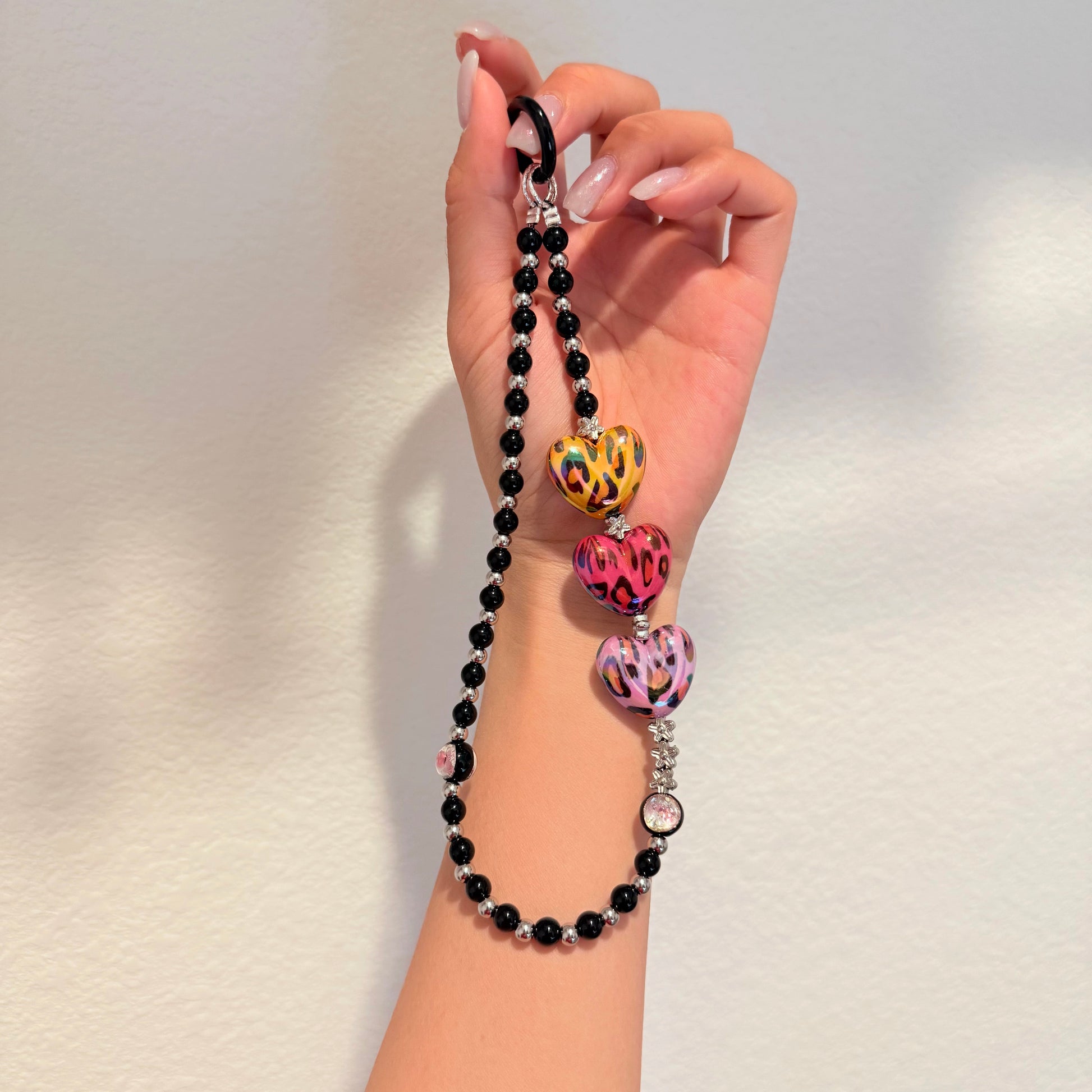 Leopard Heart Phone Charm Keychain