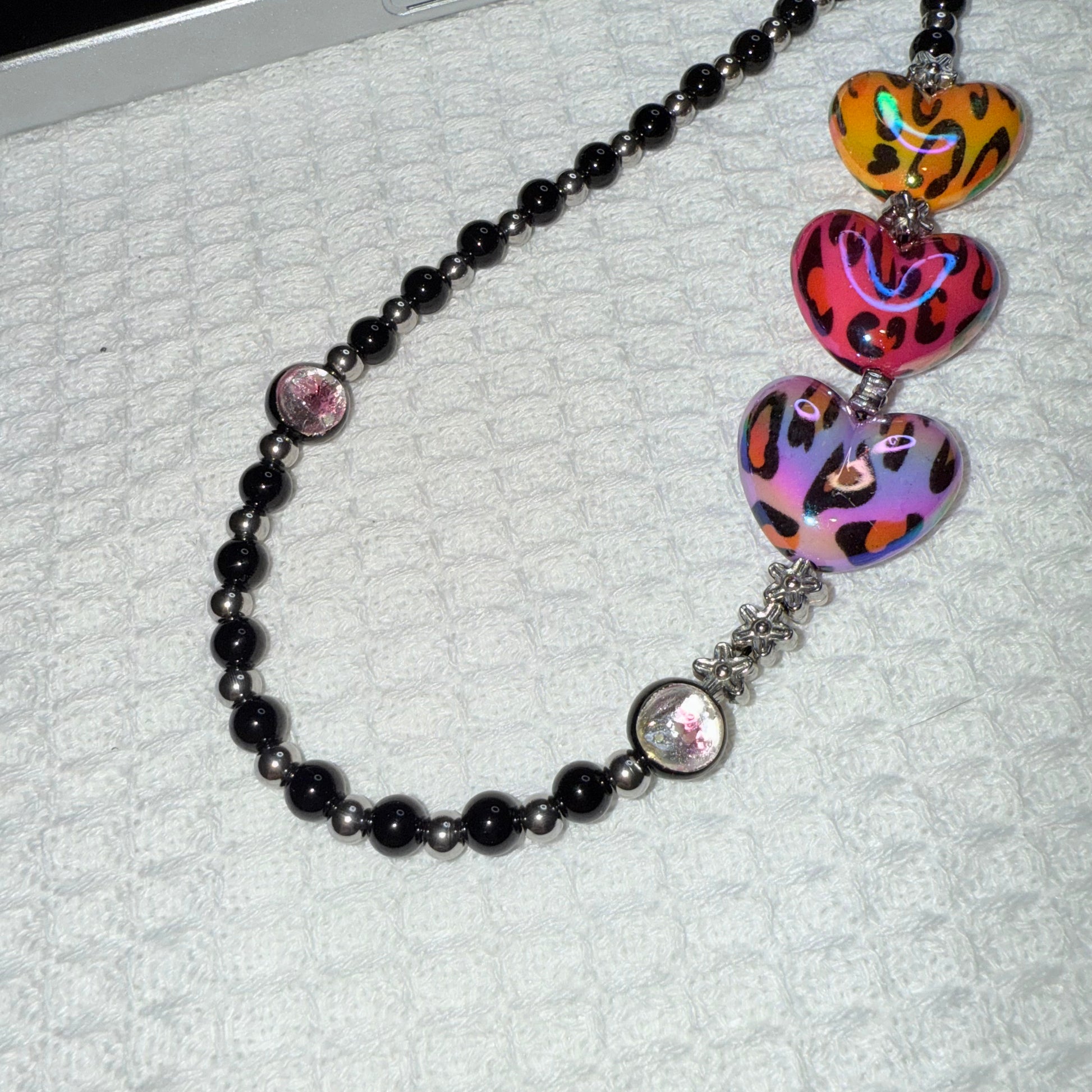 Leopard Heart Phone Charm Keychain