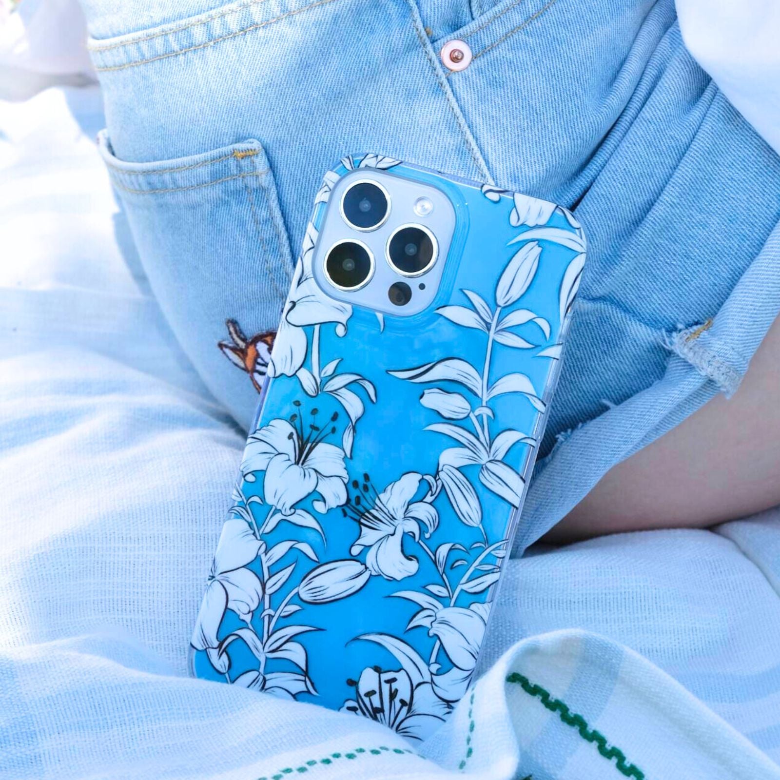 Lily Whisper Blue Floral Thin iPhone Case1