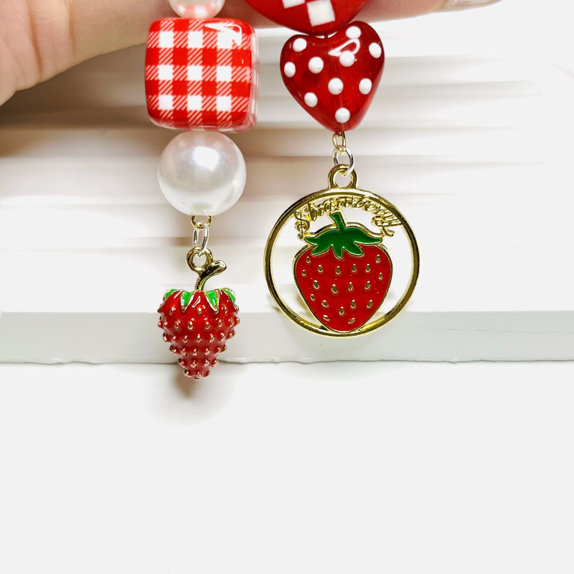 Strawberry set phone charm