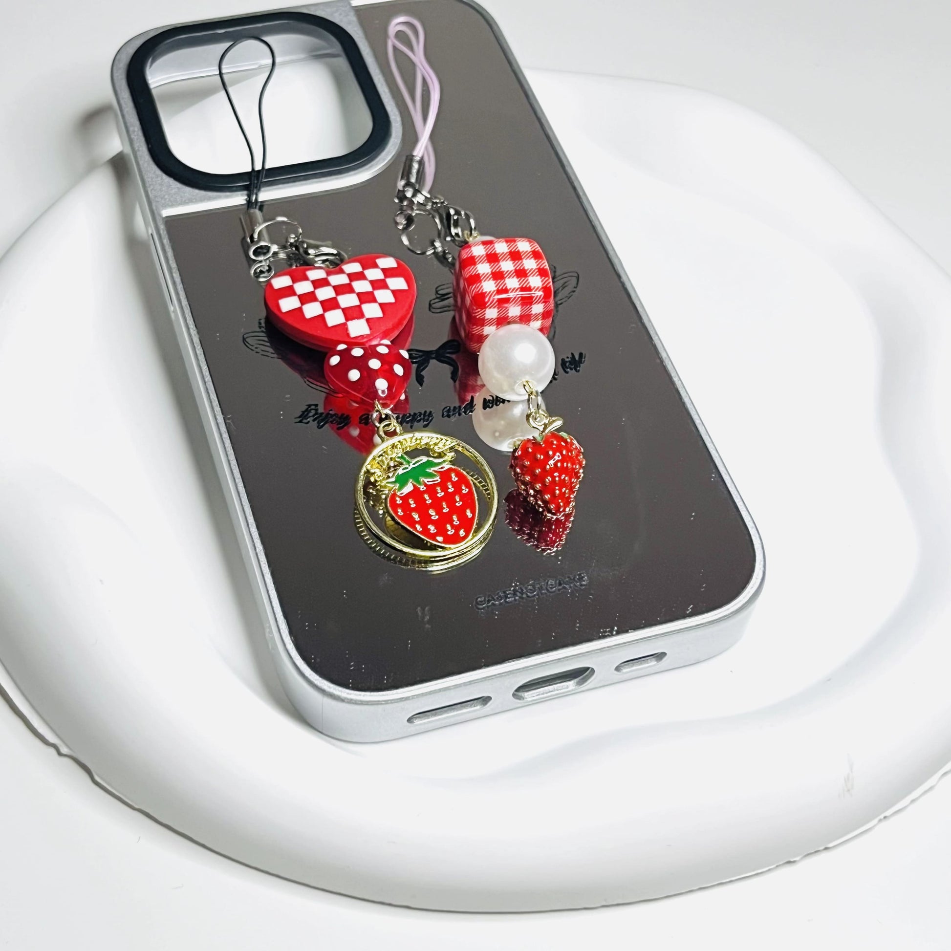 Strawberry set phone charm