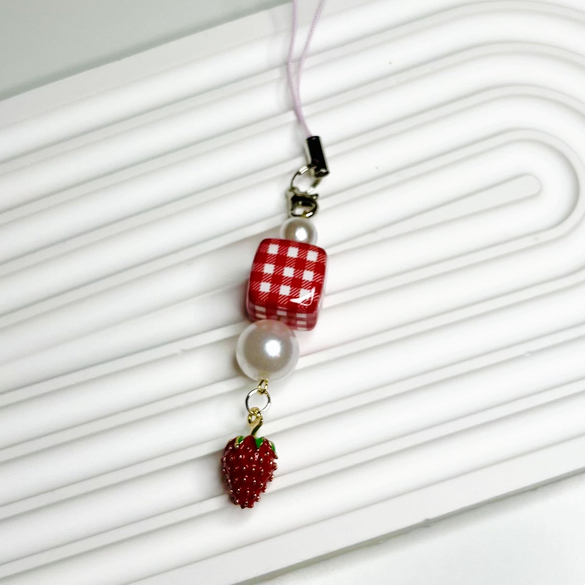 Strawberry set phone charm