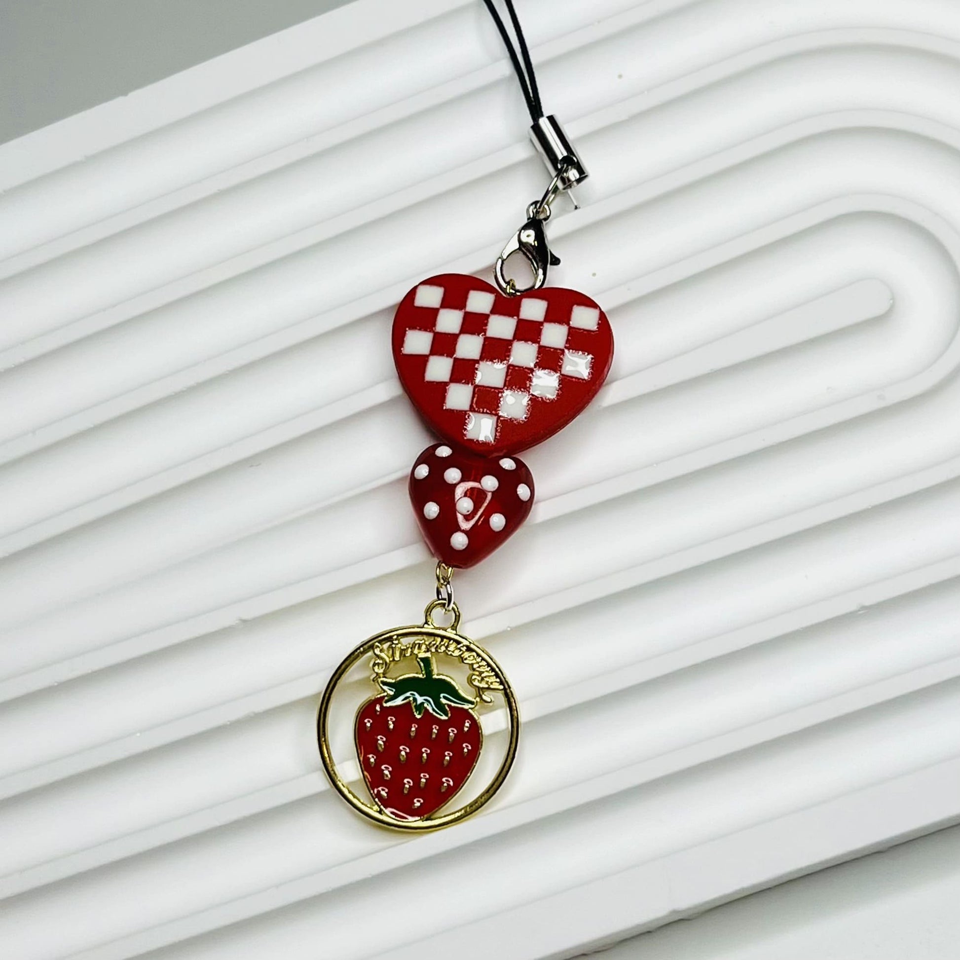 Strawberry set phone charm