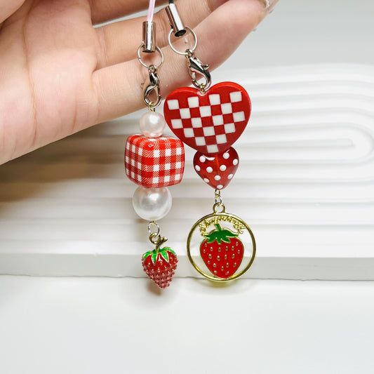 Strawberry set phone charm