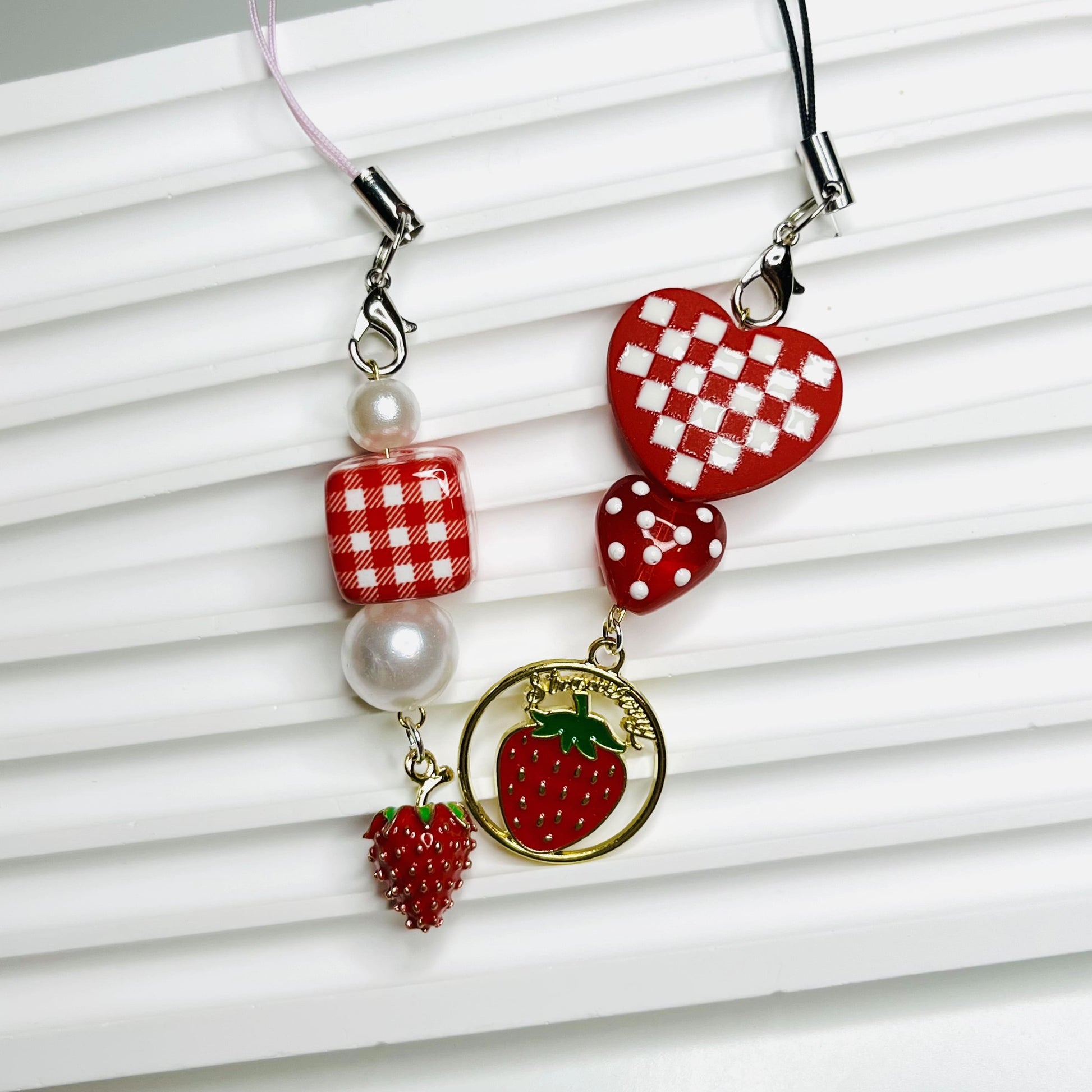 Strawberry set phone charm