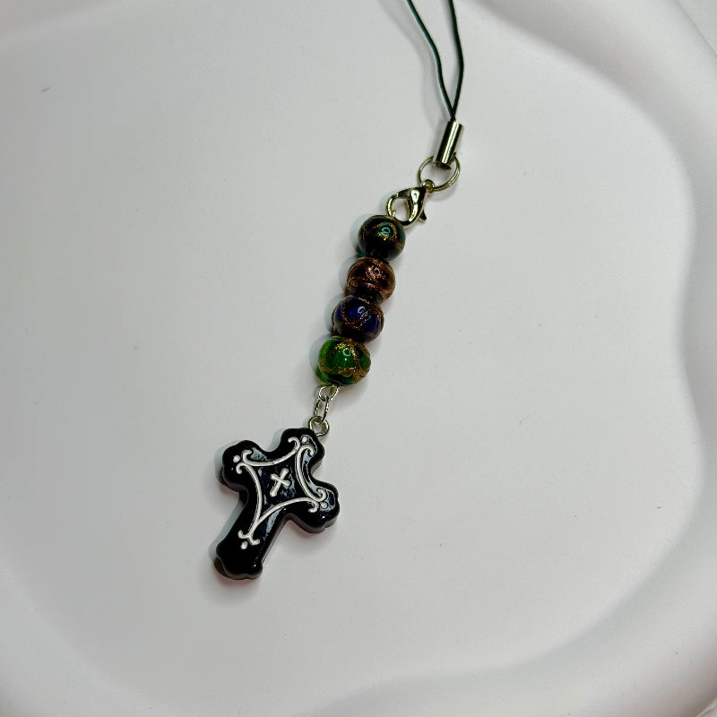 Vintage Cross Phone Charm keychain