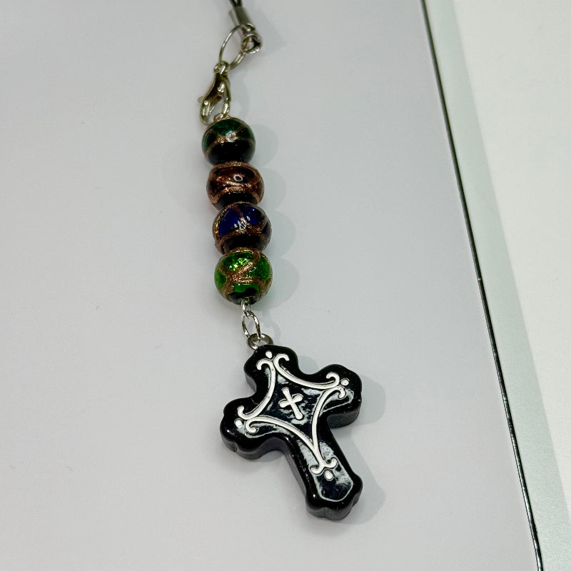 Vintage Cross Phone Charm keychain