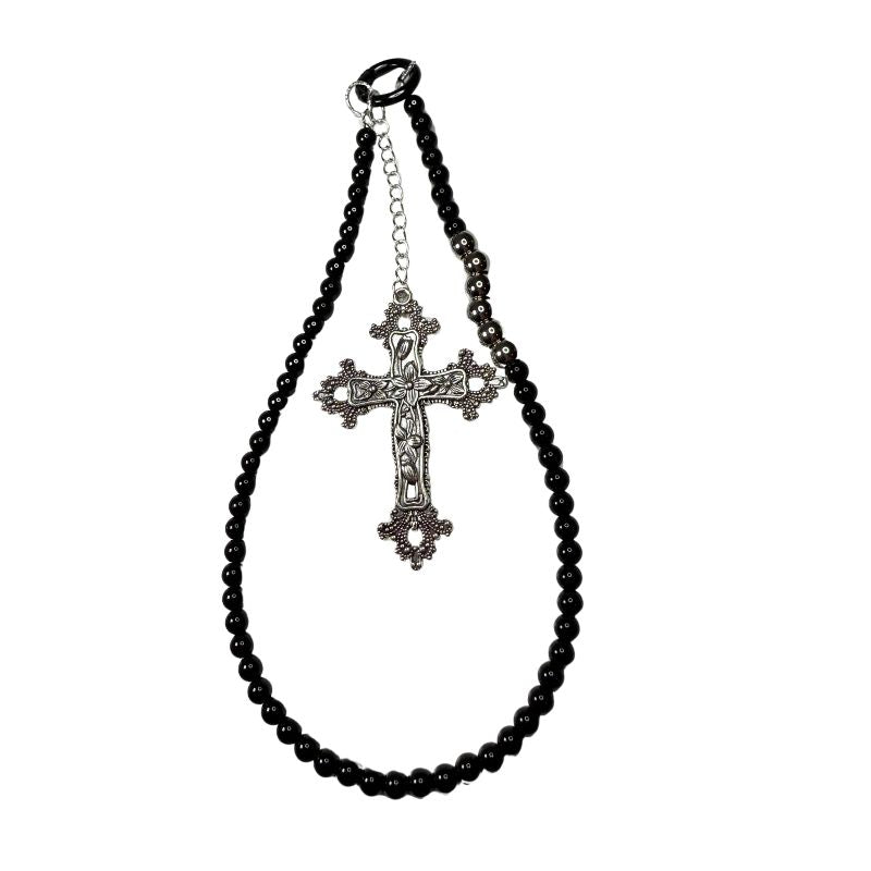 black cross gothic phone charm