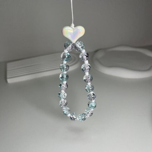 blue heart crystal phone charm