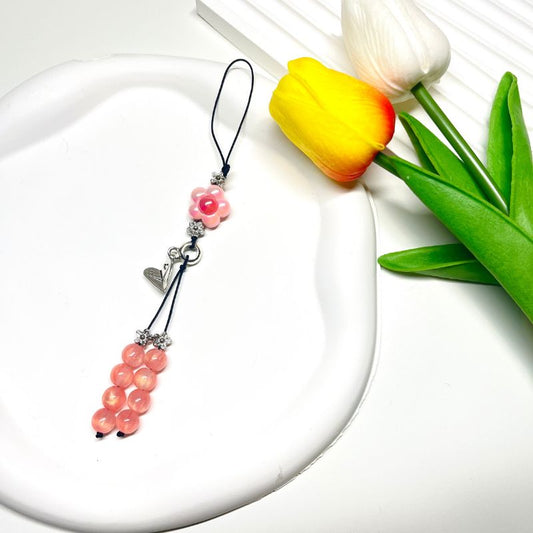 cute pink flower phone charm 1