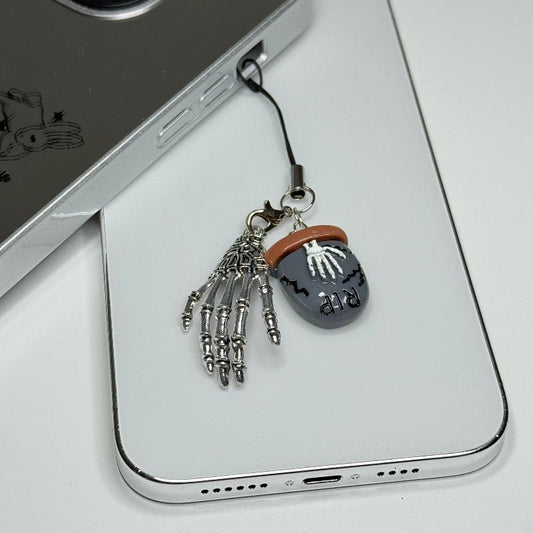 double skull mini  paws  phone charm keychain