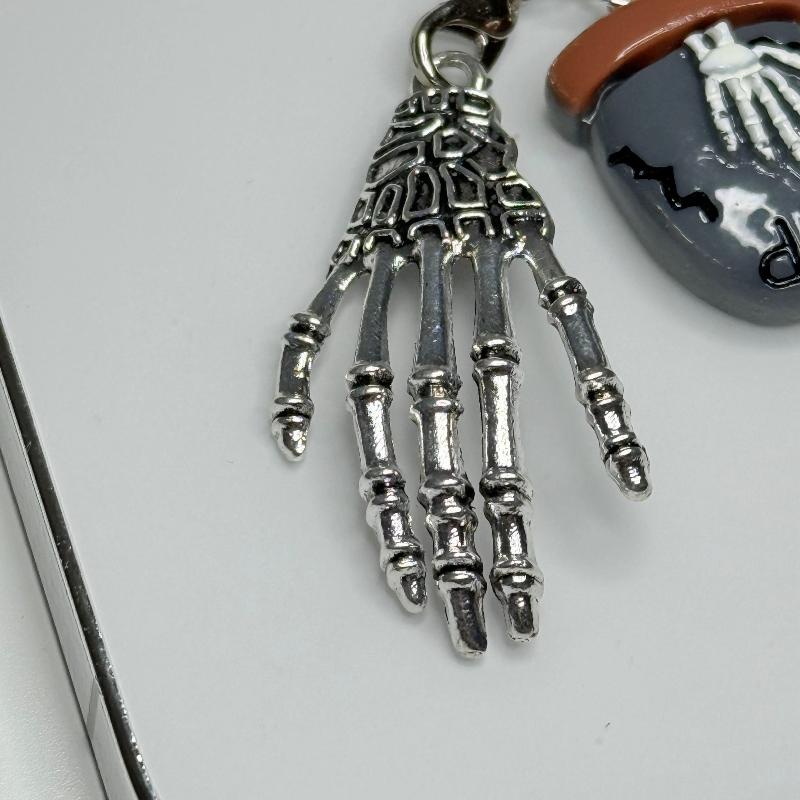 double skull mini  paws  phone charm keychain