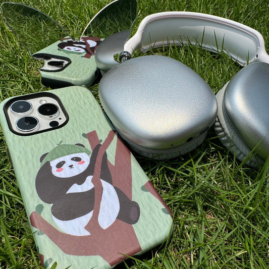 green cute panda iphone case