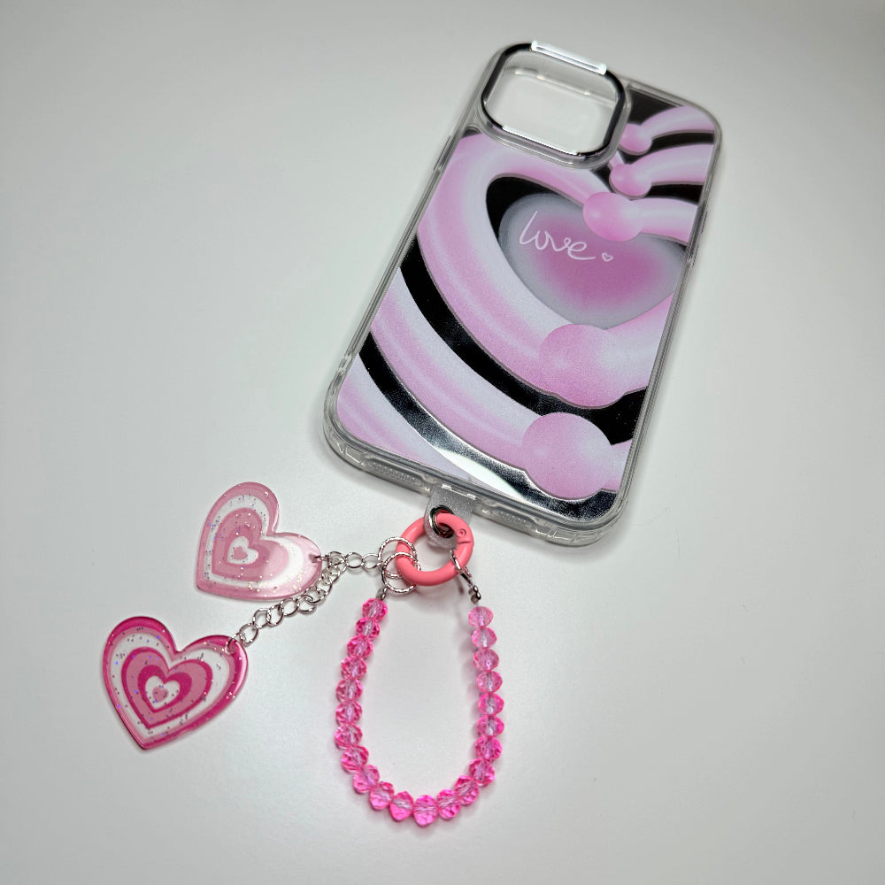 heart loop phone charm keychain