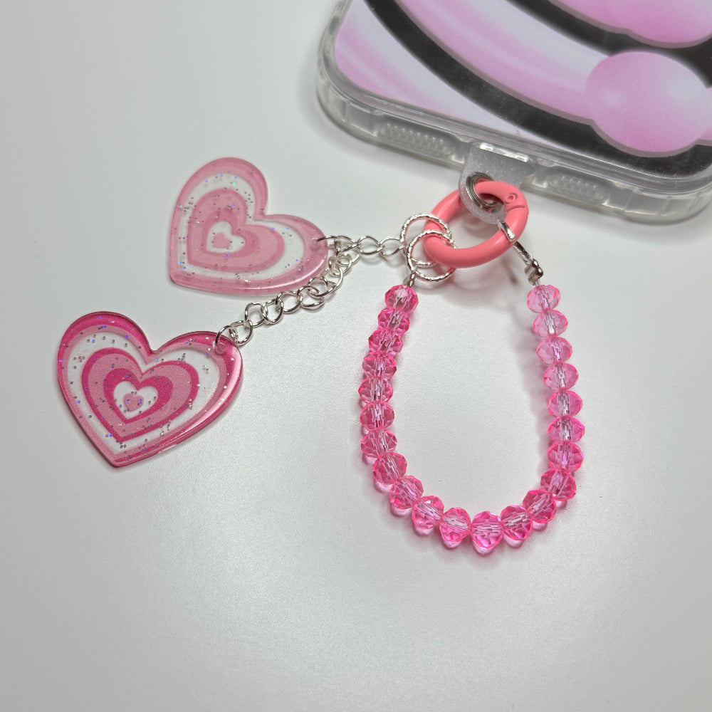 heart loop phone charm keychain