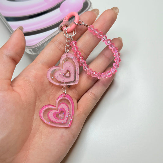 heart loop phone charm keychain