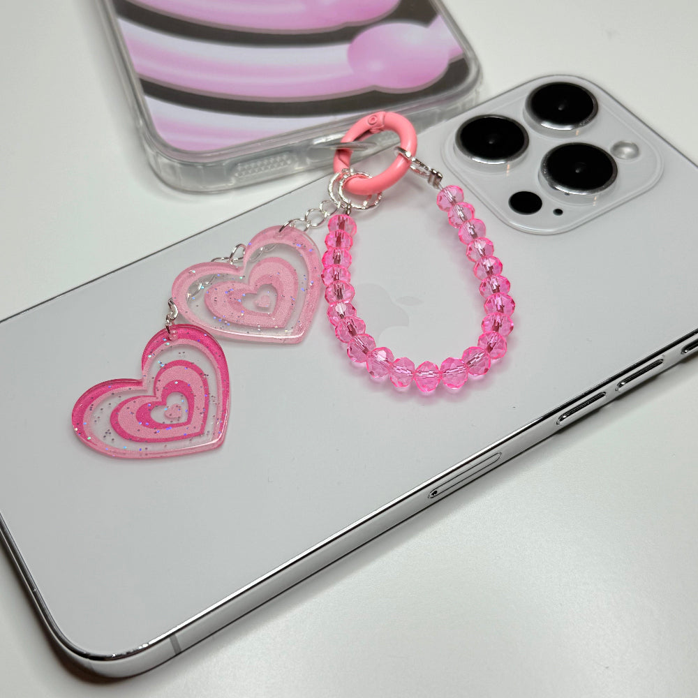 heart loop phone charm keychain