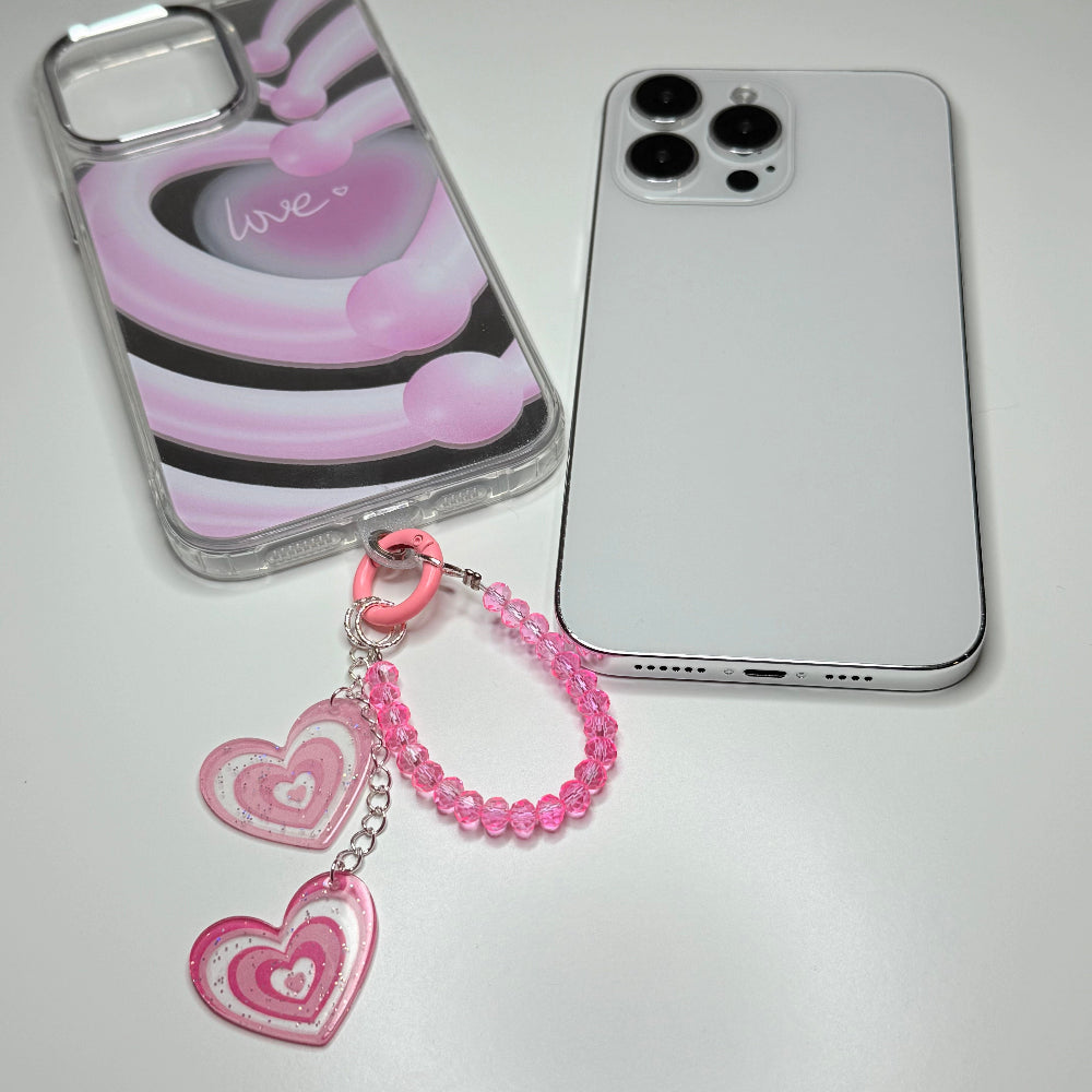 heart loop phone charm keychain